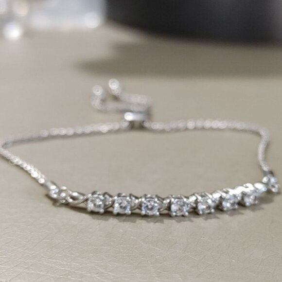 JWBR Gemstone Clear Accents Bracelet Sterling Silver Bolo Adjustable 5 to 9 Inch - Picture 8 of 12